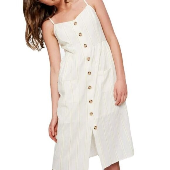 NEW Cotton On Linen Woven Beth Button Front Midi Dress XXS - Picture 1 of 6